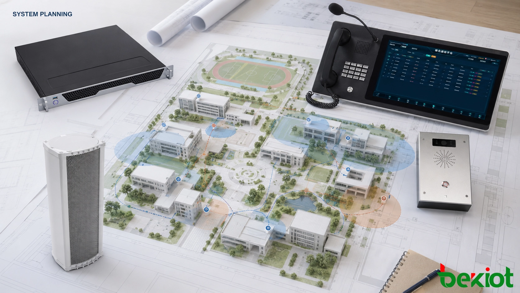 تصميم اتصالات الحرم الجامعي يدمج PA والهاتف والاتصال الداخلي والإنذارات والتوزيع